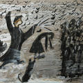 Ceija Stojka: The Whip Lashes of Mrs. Pinz, 2001 (Gouache on paperboard)